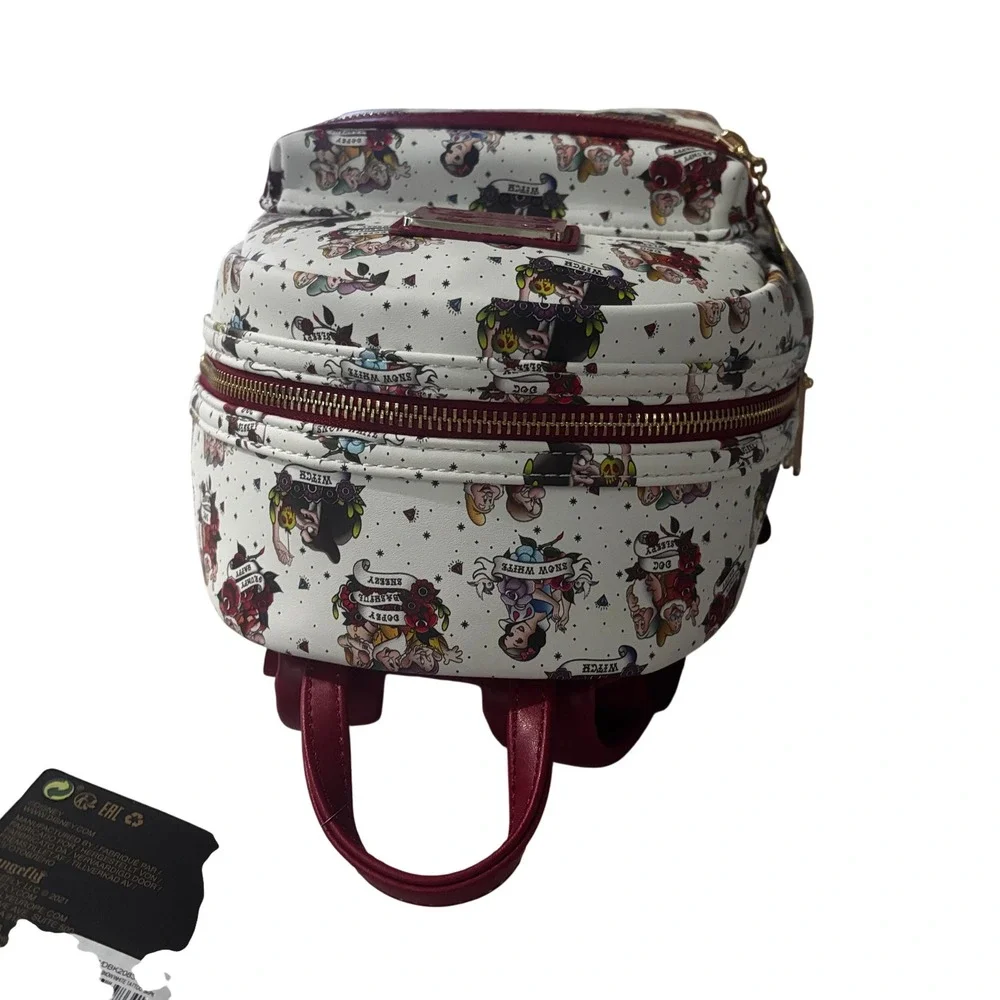 Disney Loungefly Snow White Tattoo Mini Backpack Seven Dwarfs Witch White Red